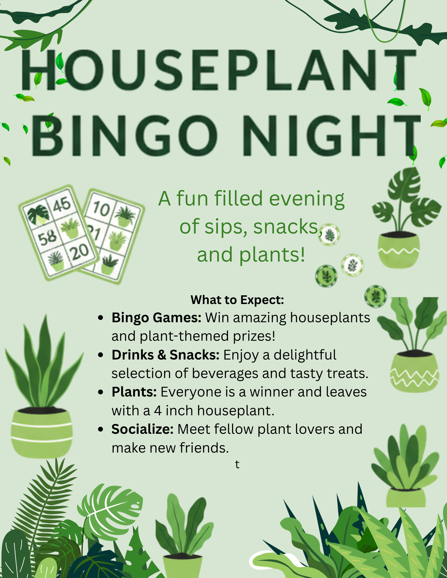 HOUSEPLANT BINGO Friday May 1st 6-8p
