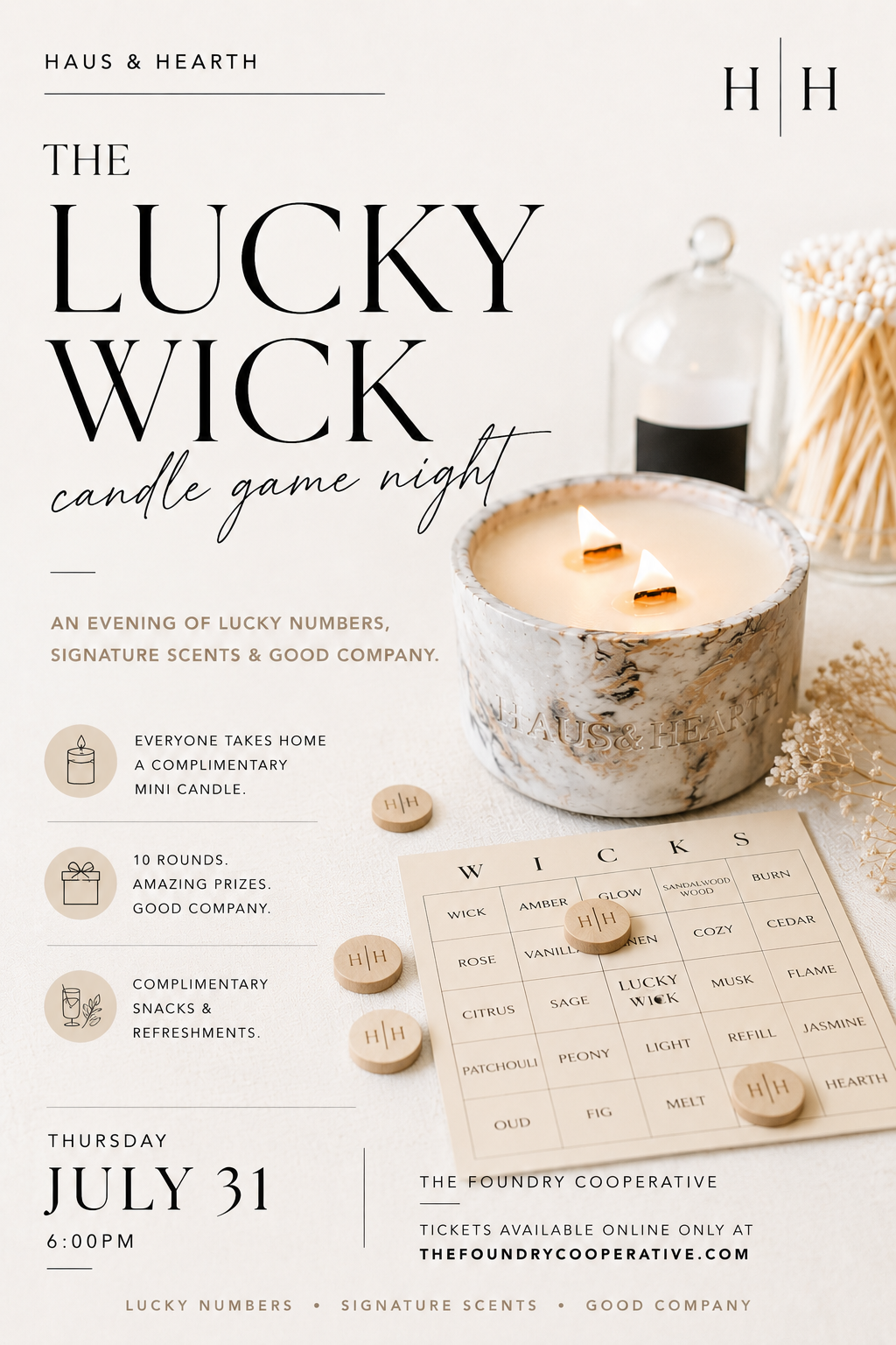 The Lucky Wick - Candle Game Night - Friday, July 31st (6:00pm)